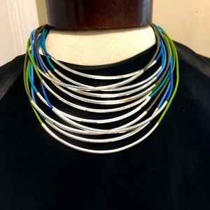 ORVIS Multi-strand Necklace,  LEATHER AND SILVER Strand Statement piece, NWT